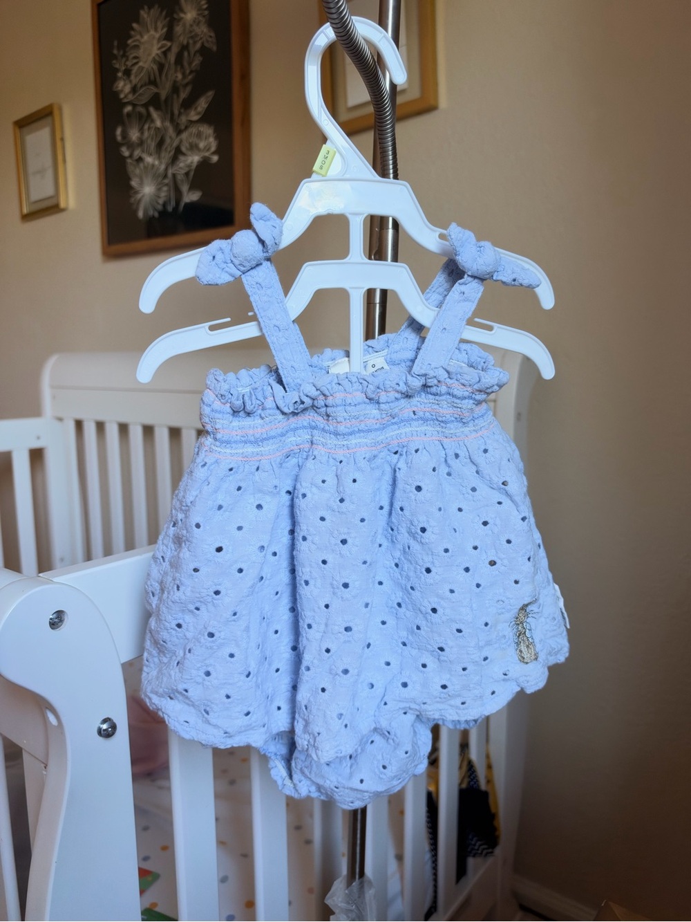 Light Blue Polka Dot Baby Diaper Cover with Tie Straps